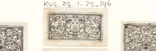View with horns in an ornamental frame