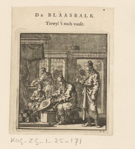 Man Stoking the Fire with a Bellows