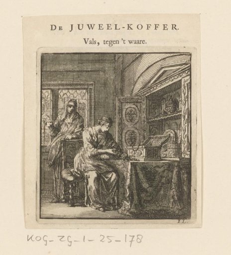 Woman Inspecting the Contents of a Casket of Treasures
