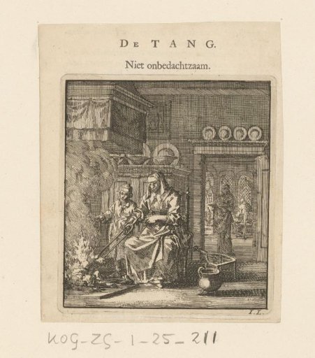 A woman laying turf in the fireplace with tongs