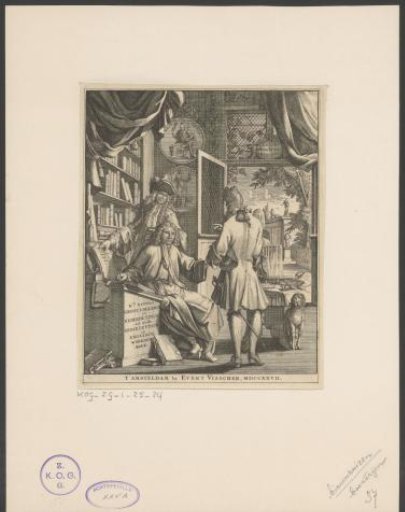 Three men in a bookstore