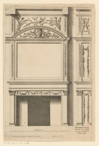 Front and side view of a fireplace from Noordeinde Palace