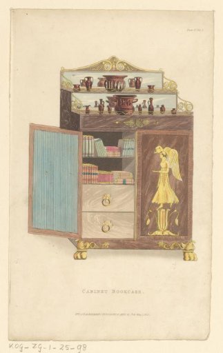 Bookcase with doors and Greek vases