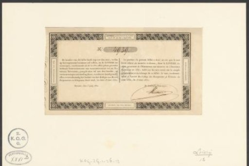 Ticket for the Lottery at the National Industry Exhibition in Brussels of 1830