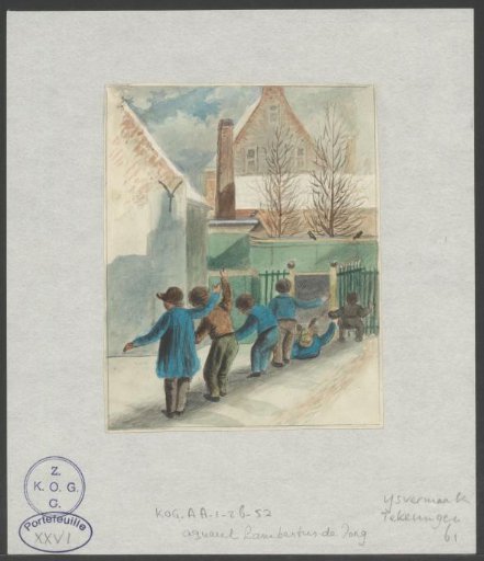 Children on a Slide in the Snow