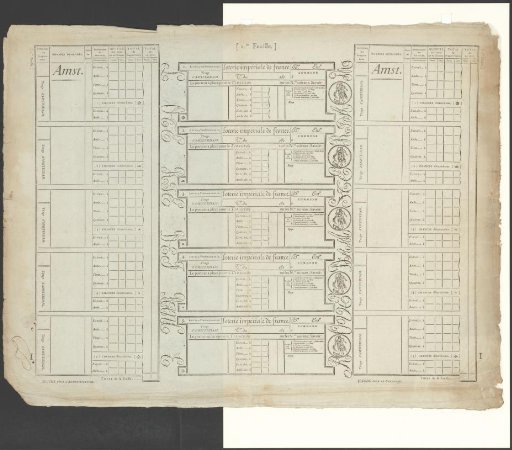 Untrimmed Sheet with Lottery Tickets from the 'Loterie impériale de france' / 1st Sheet