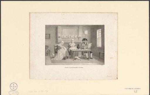 Man and Two Women Seated at a Table in a Zaanse Living Room