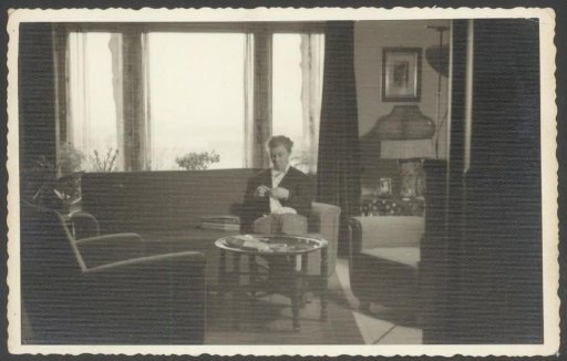Interior with a knitting woman