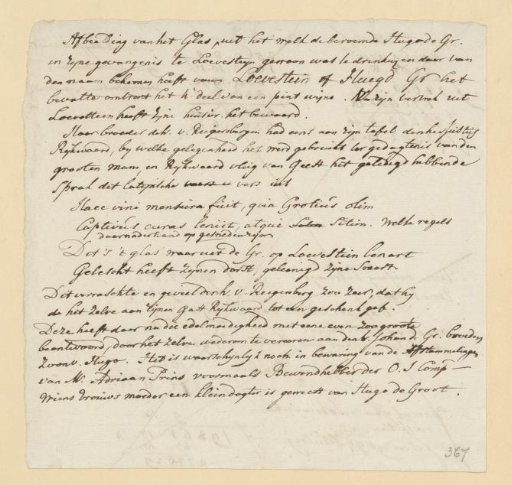 Text on the glass Loevestein or Huig de Groot