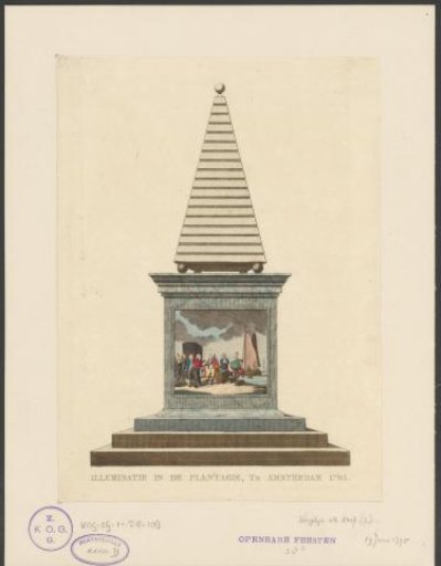 Flight of Willem V, decoration in the Plantage, 1795