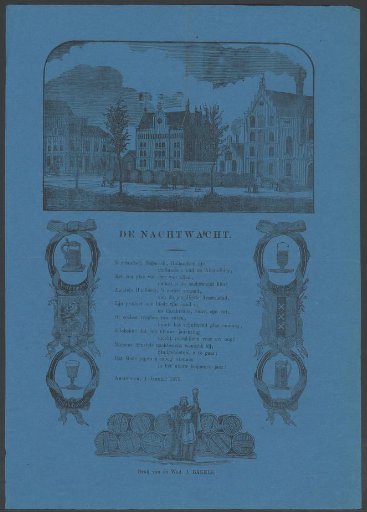 New Year's greeting from the Amsterdam Night Watch for the year 1873