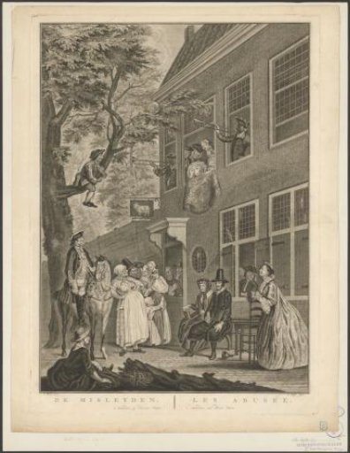 The misleyden: the ambassador of the Labberlotten presents himself at the window of the inn 't Bokki in the Haarlemmerhout