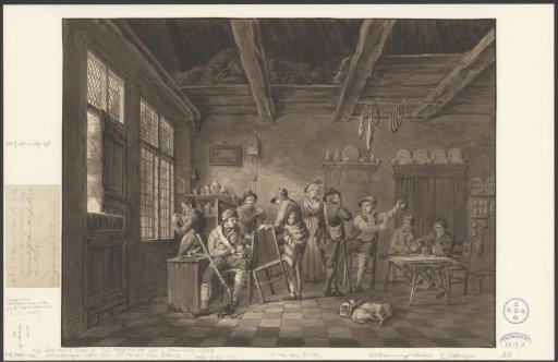 View in an inn with people talking and drinking