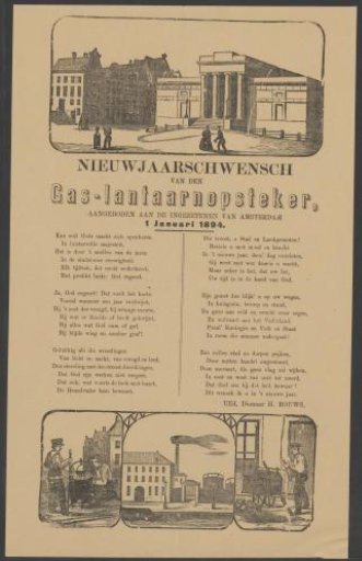 New Year's wish from the gas lamp lighters of Amsterdam for the year 1884