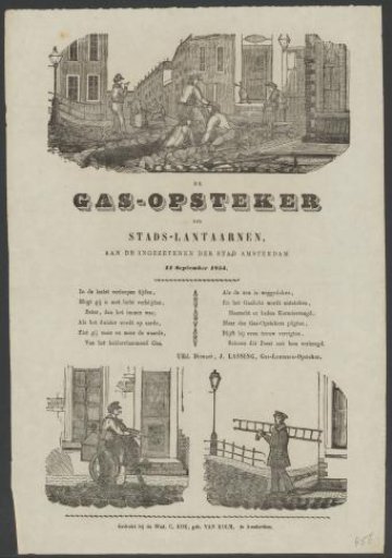 Carnival print from the Amsterdam gas lamp lighters for the year 1854