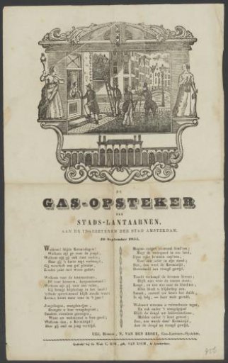 Carnival print from the Amsterdam gas lamp lighters for the year 1855
