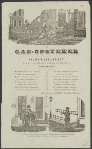 Carnival print from the Amsterdam gas lamp lighters for the year 1855