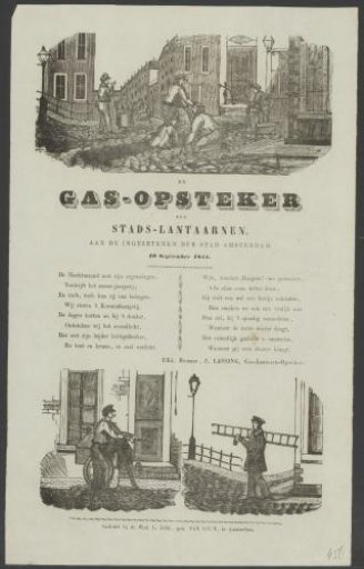 Carnival print from the Amsterdam gas lamp lighters for the year 1855
