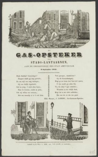Carnival print from the Amsterdam gas lamp lighters for the year 1856
