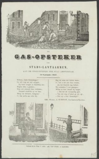Carnival print from the Amsterdam gas lamp lighters for the year 1857