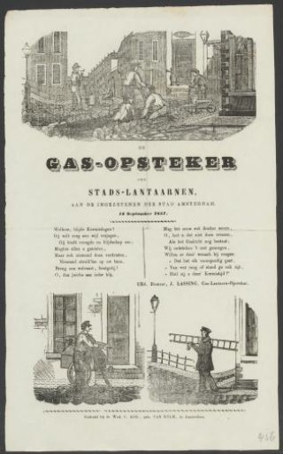 Carnival print from the Amsterdam gas lamp lighters for the year 1857