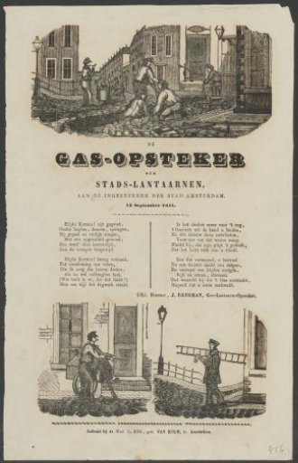 Carnival print from the Amsterdam gas lamp lighters for the year 1858