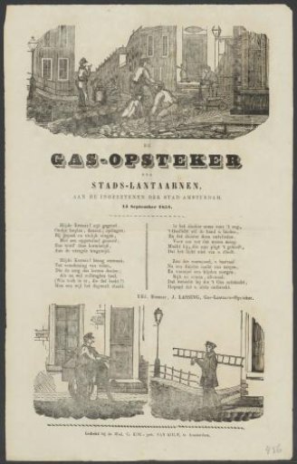 Carnival print from the Amsterdam gas lamp lighters for the year 1858
