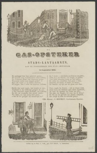 Kermis print of the Amsterdam gas lamp lighters for the year 1863