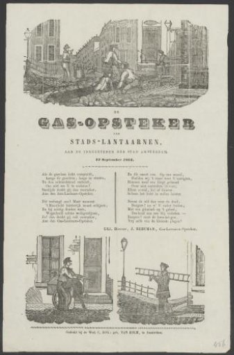 Kermis print of the Amsterdam gas lamp lighters for the year 1864