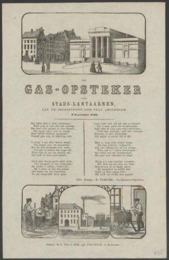 Kermis print of the Amsterdam gas lamp lighters for the year 1867