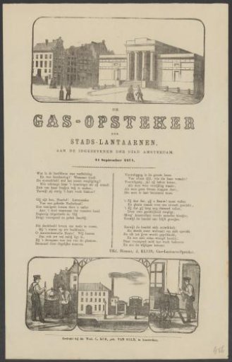 Kermis print of the Amsterdam gas lamp lighters for the year 1871