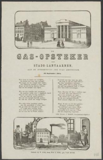 Kermis print of the Amsterdam gas lamp lighters for the year 1874