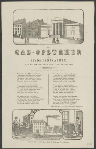 Kermis print of the Amsterdam gas lamp lighters for the year 1875