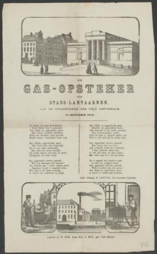 Fair print of the Amsterdam gas lamp lighters for the year 1876