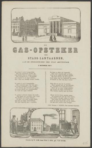 Fair print of the Amsterdam gas lamp lighters for the year 1877