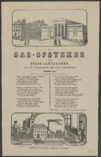 Fair print of the Amsterdam gas lamp lighters for the year 1881