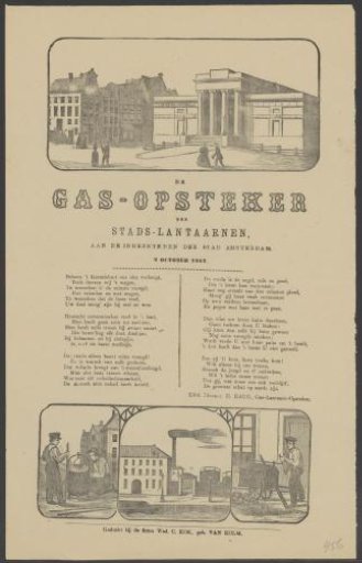 Fair print of the Amsterdam gas lamp lighters for the year 1882
