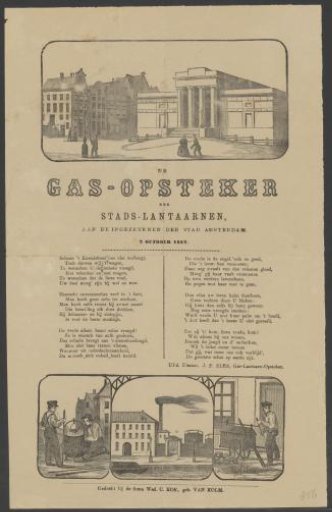 Fair print of the Amsterdam gas lamp lighters for the year 1882