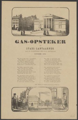Fair print of the Amsterdam gas lamp lighters for the year 1884