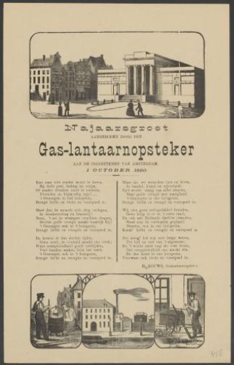 Autumn Greeting from the Amsterdam gas lamp lighters for the year 1890
