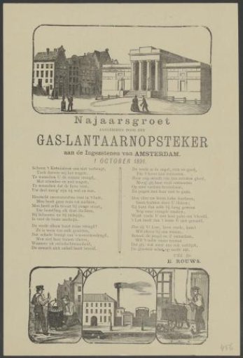 Autumn Greeting from the Amsterdam gas lamp lighters for the year 1891