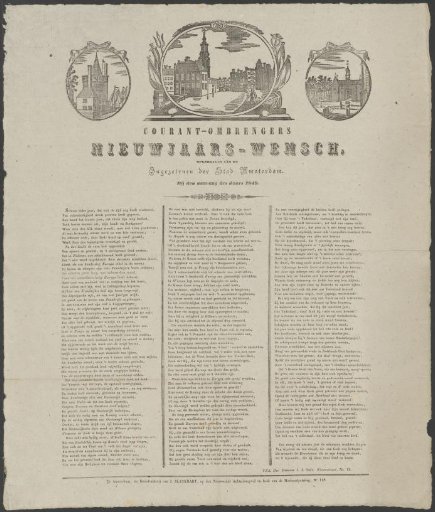 New Year's greeting from the newspaper carriers of the city of Amsterdam, for the year 1849