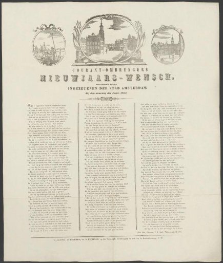 New Year's greeting from the newspaper carriers of the city of Amsterdam, for the year 1854