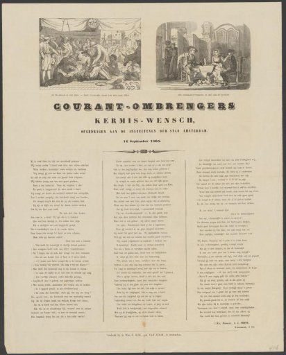 New Year's Greeting of the Amsterdam Newspaper Distributors for the Year 1865