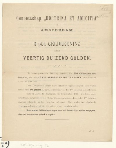 Purchase sheet for bonds of the Society "Doctrina et Amicitia"