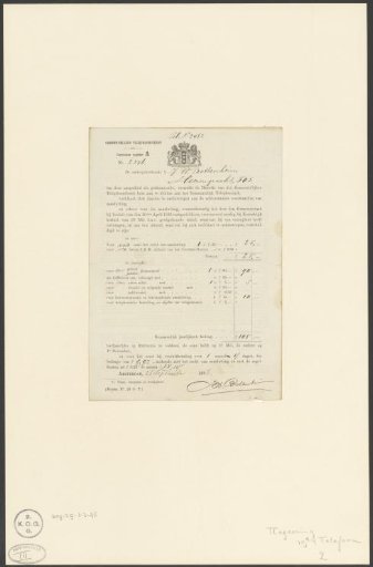 Contract for a telephone subscription for J.W. Bottenhuis
