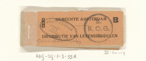 Ration booklet for foodstuffs, 1916