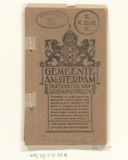 Ration booklet for foodstuffs, 1916