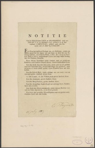 Gold and silverware stolen on 11 and 12 September 1793 at the country estate 't Amer-oort