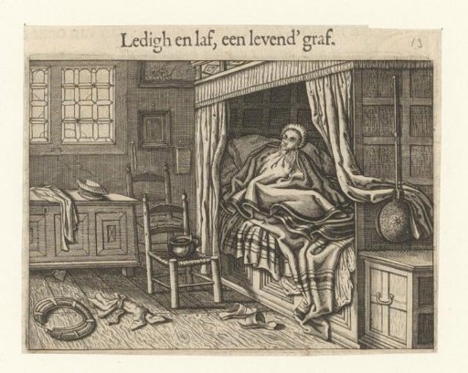 Seated Woman in Bed